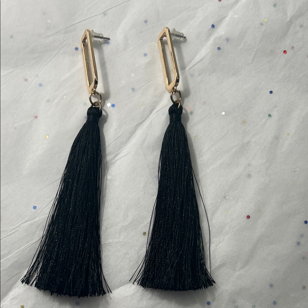 Elegant Black Tassel Earrings